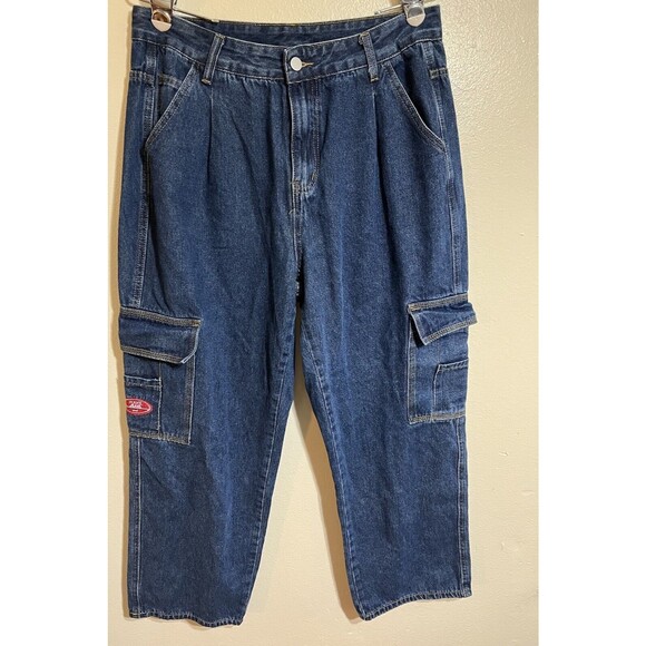 Shein Womens Size XL Curve wide leg, skater carpenter Pockets Denim Blue Jeans - Picture 1 of 4